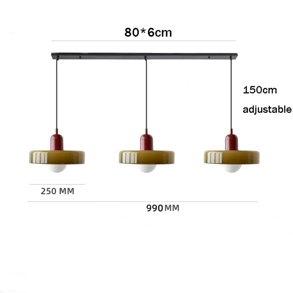 3 Heads Bauhaus Modern Simple Glass Pendant Light - Image 3