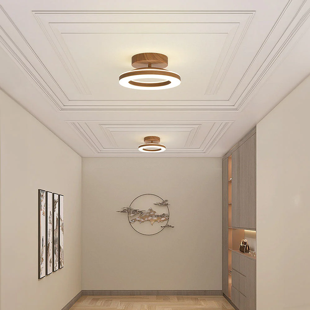 Acrylic Circle Wood LED Hallway Ceiling Light - Image 2