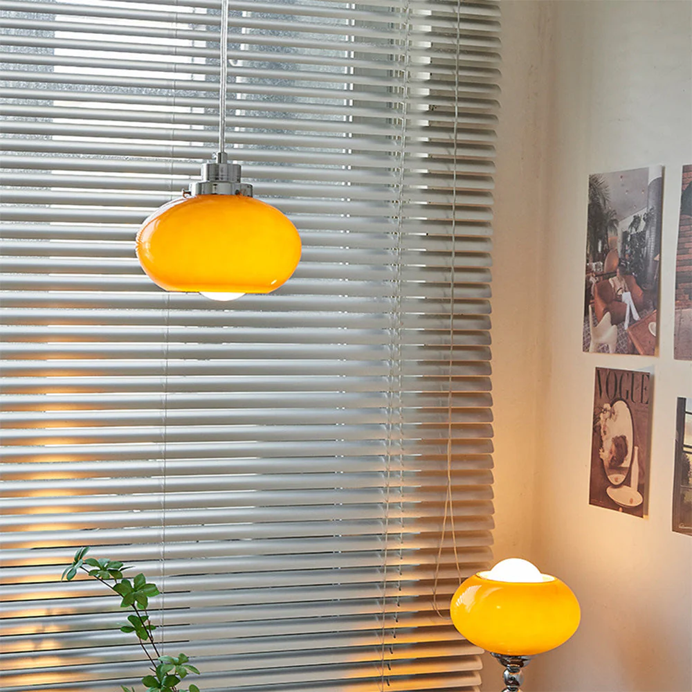 Bauhaus Medieval Yellow Glass Pendant Light - Image 9