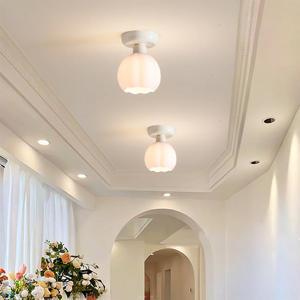 Cream Pumpkin Creative Corridor Aisle Ceiling Light - Image 8