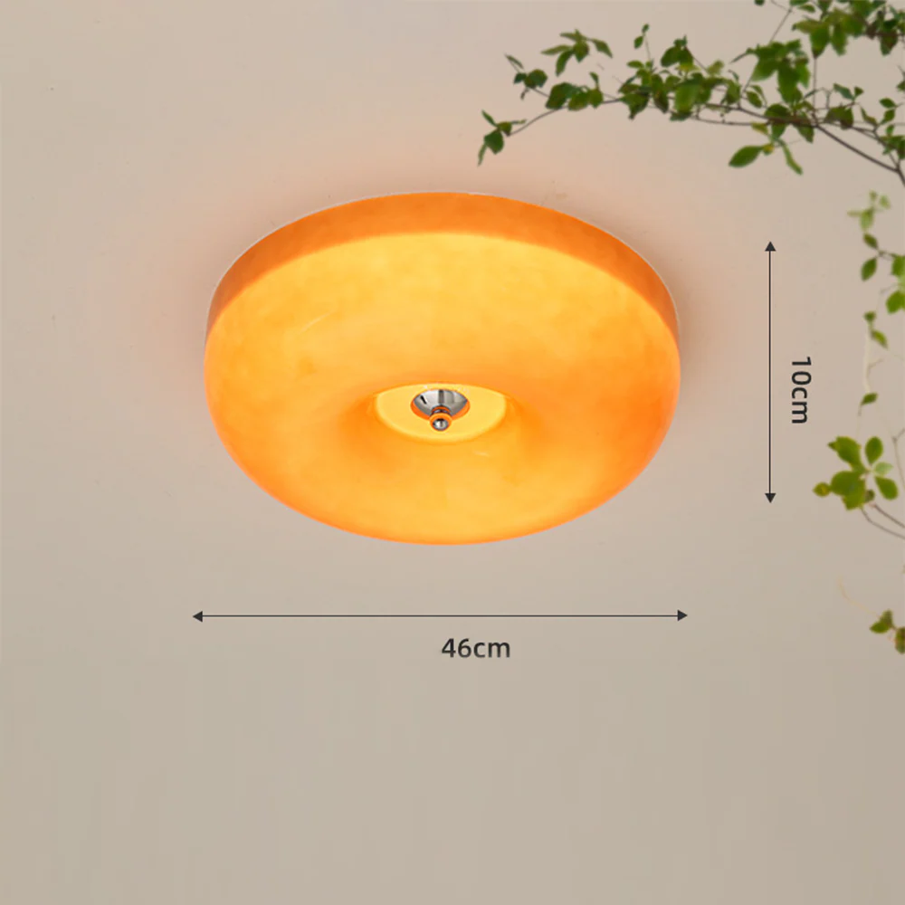 Cream Round Ceiling Lamp Simple Glass Ceiling Light For Bedroom - Image 12