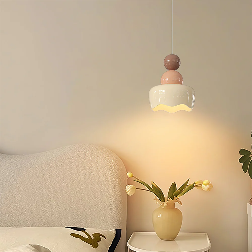 Cream Sunny Bedroom Bedside Pendant Lamp - Image 6