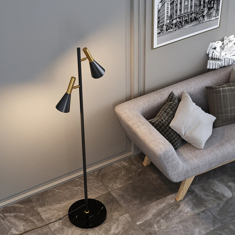 Creative Adjustable Two Heads Black Floor Lamp - Image 4