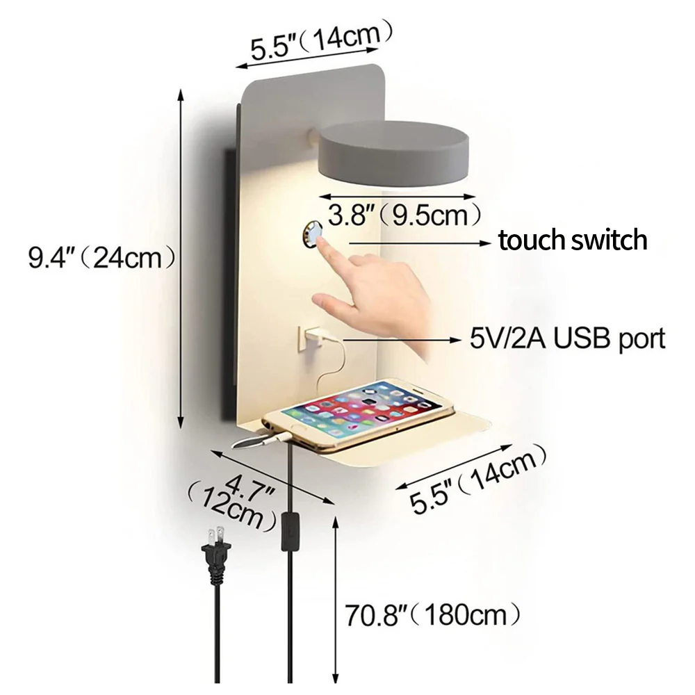 Creative Simple LED Phone Charger Wall Light - Image 7