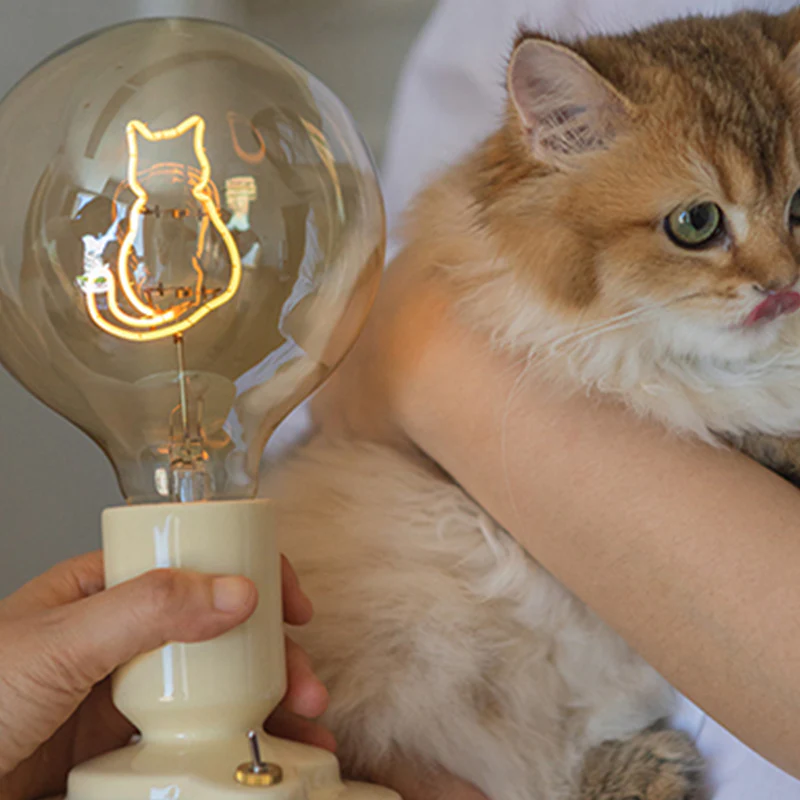 Cute Pink & White Cat Pattern Table Lamp - Image 3