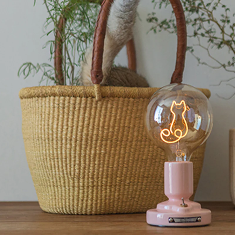 Cute Pink & White Cat Pattern Table Lamp - Image 6