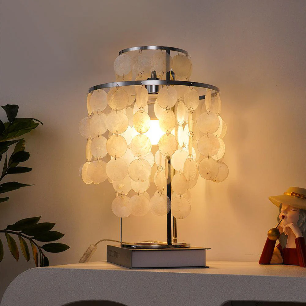 Danish Seashell Pearl Wind Chimes Decorative Table Lamp - Image 4