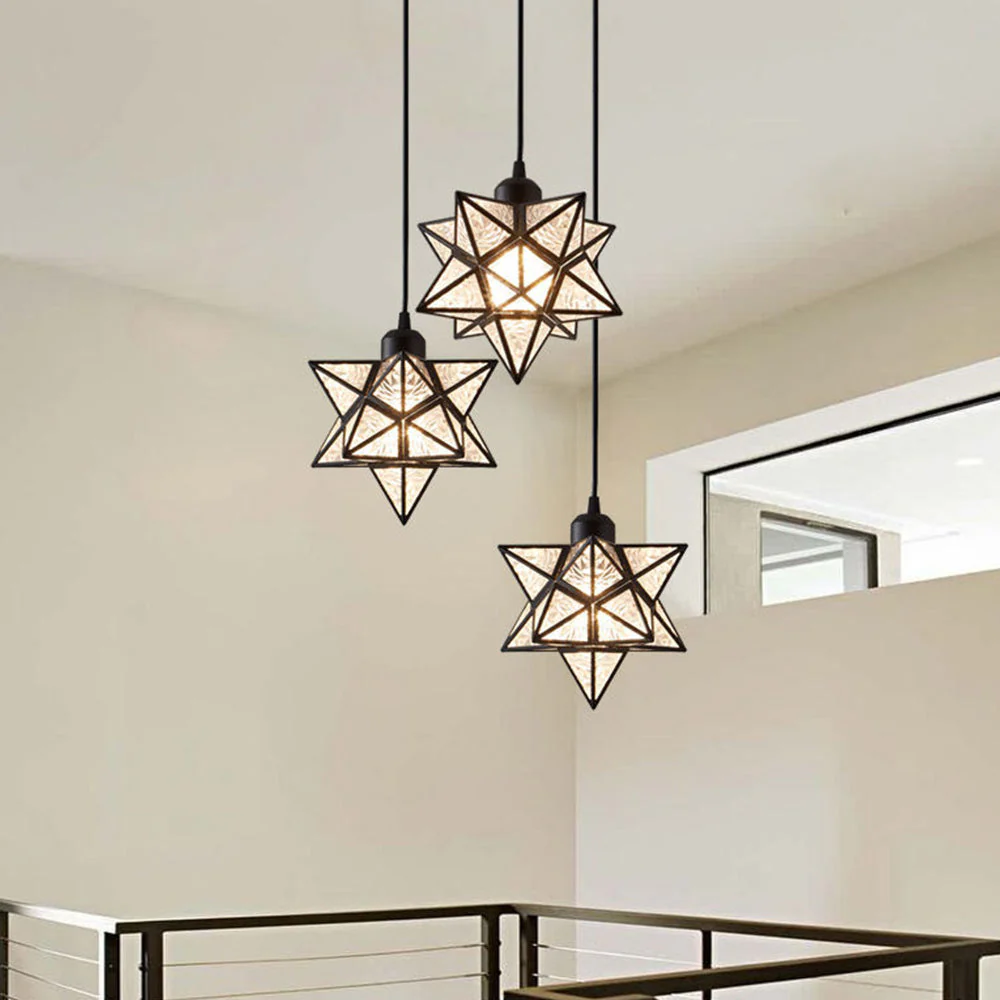 Decorative Star Shape Glass Hallway Pendant Light - Image 6