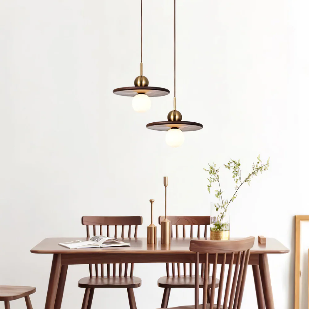 Flying Saucer Walnut Pendant Light - Image 4