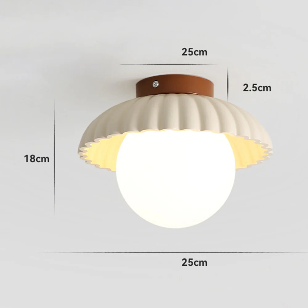 French Creamy Glass Stained Ceiling Light - Image 3