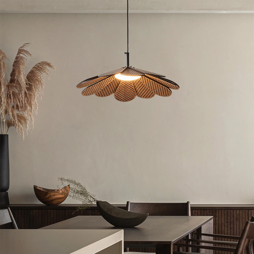 Hollyhock LED Rattan Leaves Pendant Light - Image 2