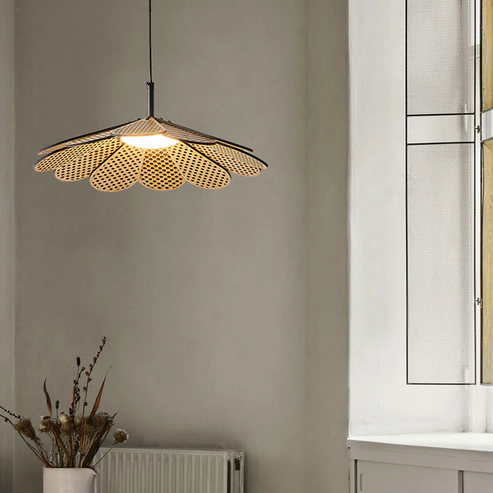 Hollyhock LED Rattan Leaves Pendant Light - Image 6