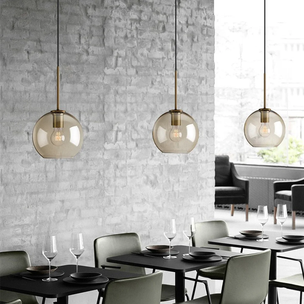 Industrial Amber Glass Pendant Light - Image 15