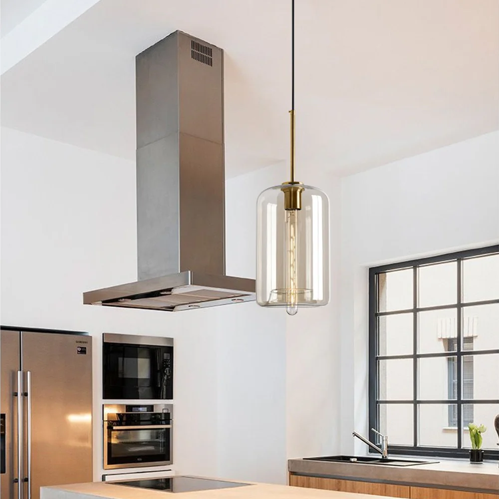 Industrial Amber Glass Pendant Light - Image 16