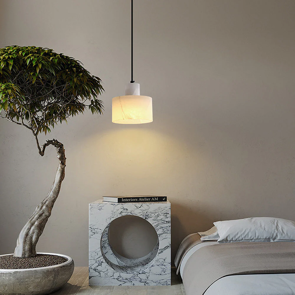 Industrial Simple White Marble Pendant Light - Image 5