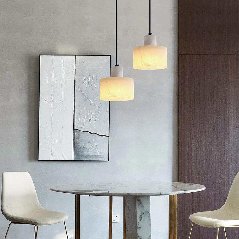 Industrial Simple White Marble Pendant Light - Image 6
