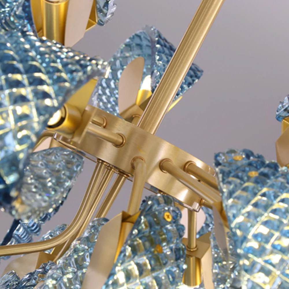 Luxury Style Gorgeous Blue Chandelier Modern Copper Glass Chandelier - Image 4
