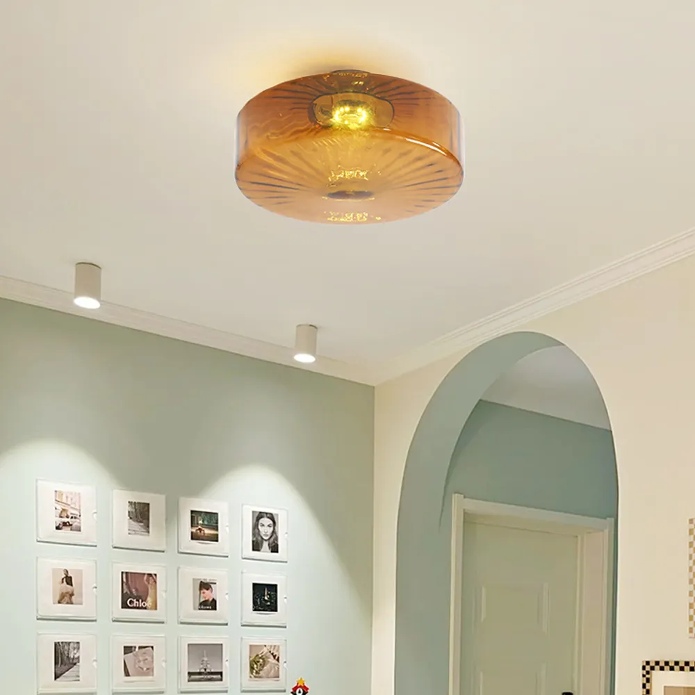 Medieval Glass Corrugated Ceiling Lamp - Image 3