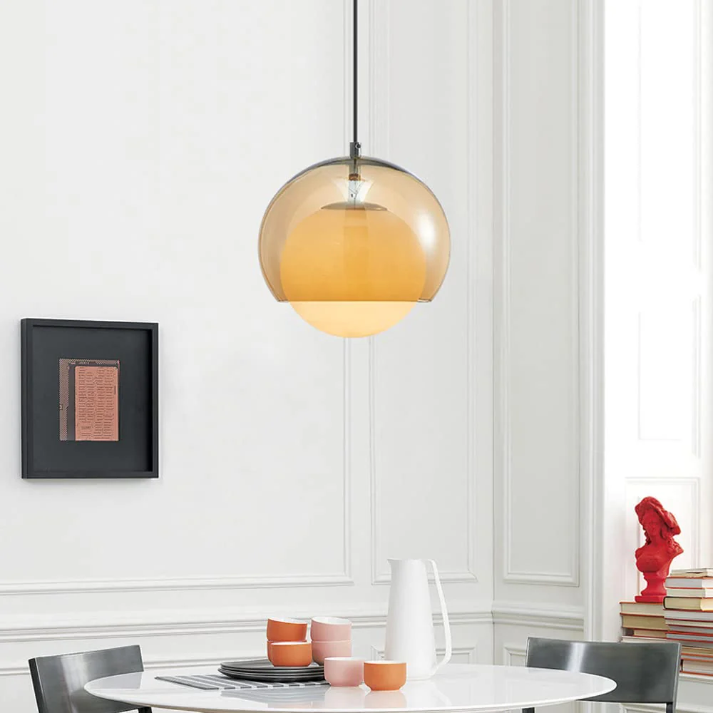 Vintage Orange Bauhaus Glass Pendant Light - Image 10