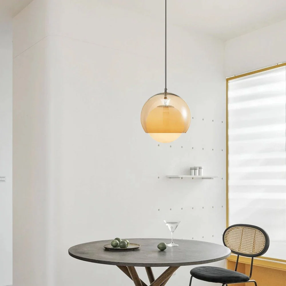 Vintage Orange Bauhaus Glass Pendant Light - Image 6