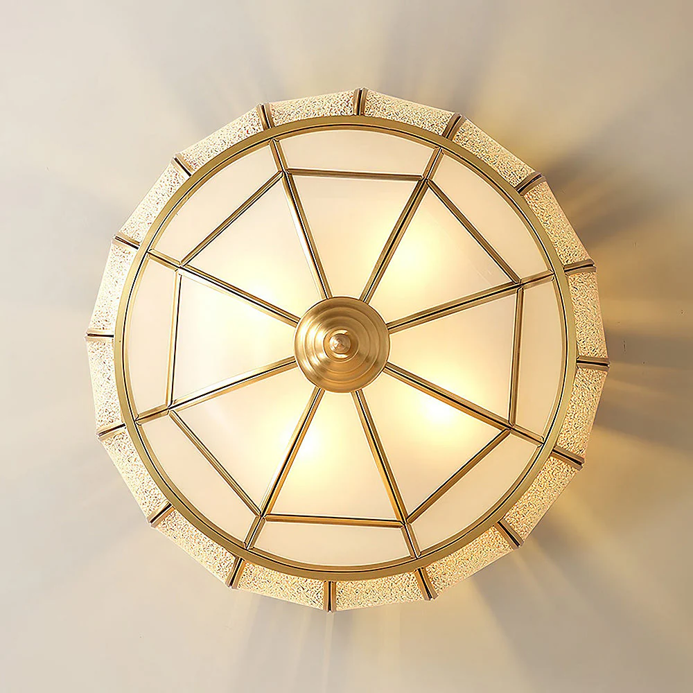 Mid-Century Gold Glass Drum Ceiling Light - Image 16