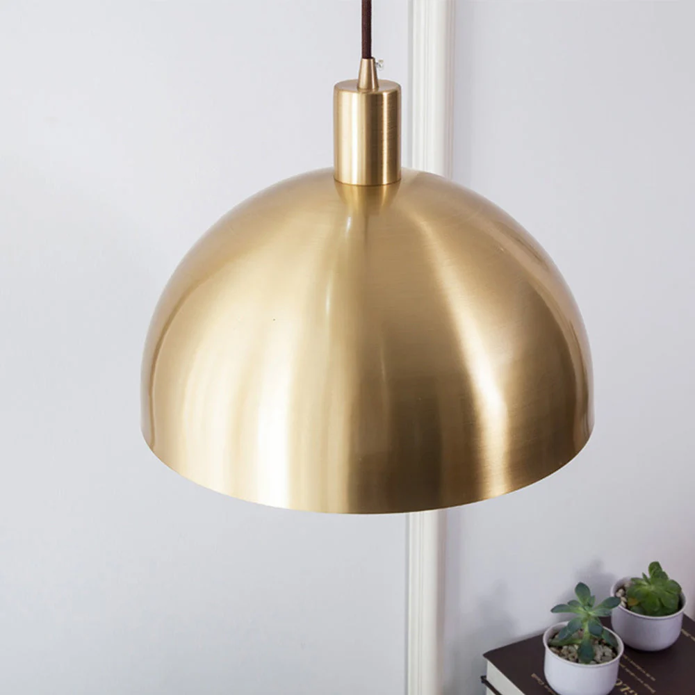 Mid-Century Modern Brass Dome Hanging Pendant Light - Image 11