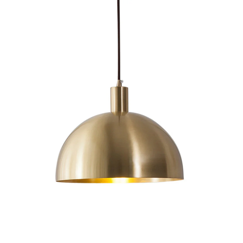 Mid-Century Modern Brass Dome Hanging Pendant Light - Image 16