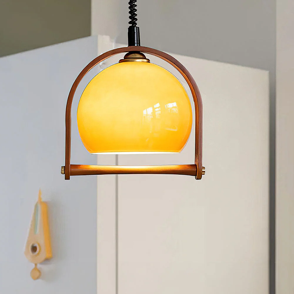 Mid-Century Orange Ball Glass Pendant Lights - Image 3