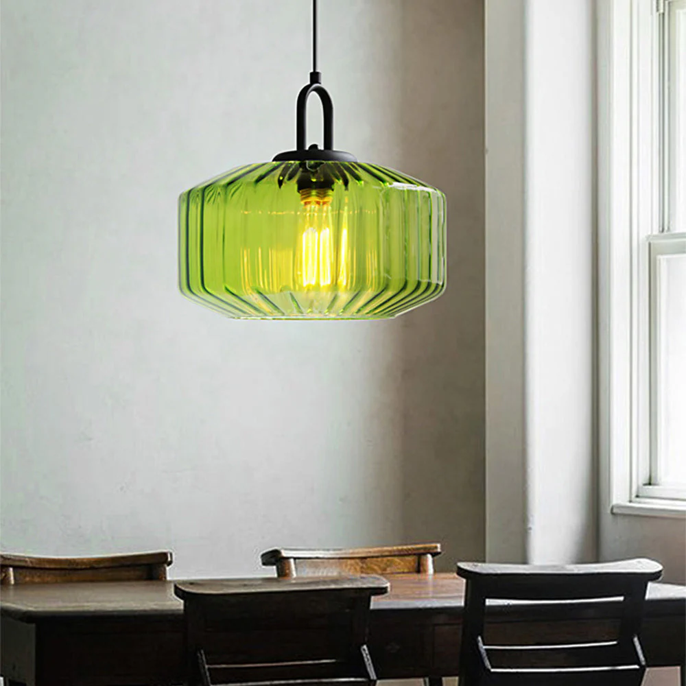 Mid Century Striped Glass Pendant Light - Image 11