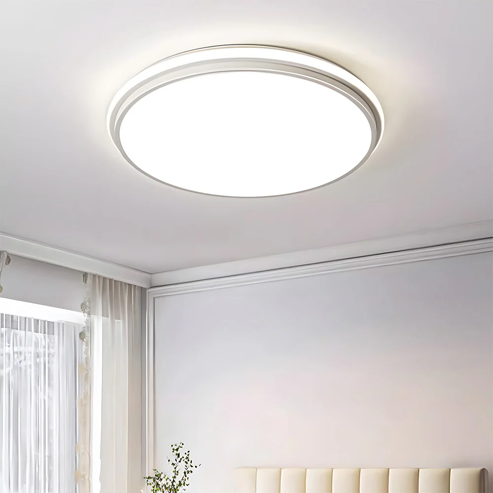 Minimalist Circular White Metal LED Bedroom Ceiling Light - Image 12
