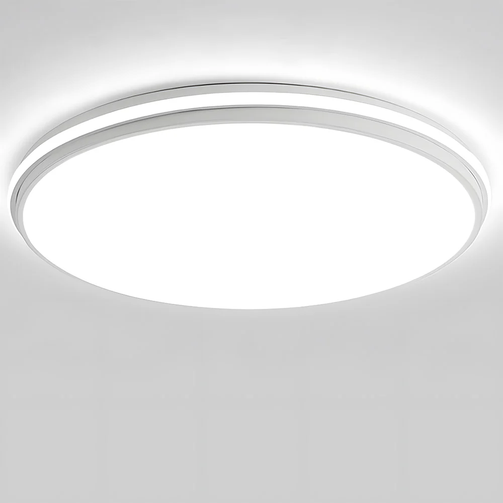 Minimalist Circular White Metal LED Bedroom Ceiling Light - Image 14