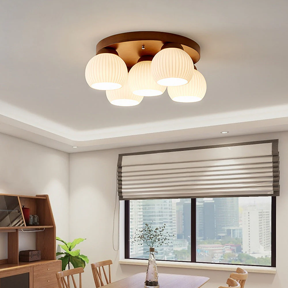 Minimalist Wood Multi-Heads White Ceiling Light - Image 16