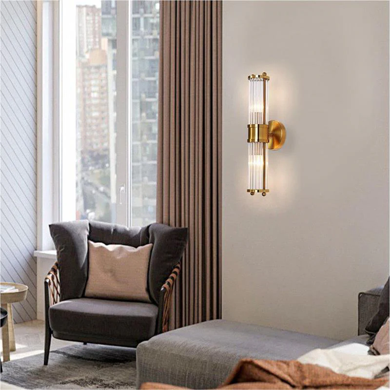 Modern Brass Gold Crystal Wall Sconce - Image 5