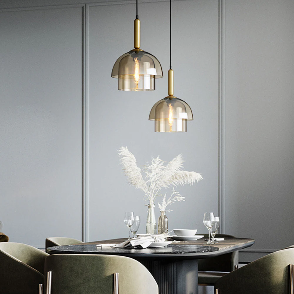 Modern Multi-Layer Glass Dome Hanging Light Fixture - Image 3