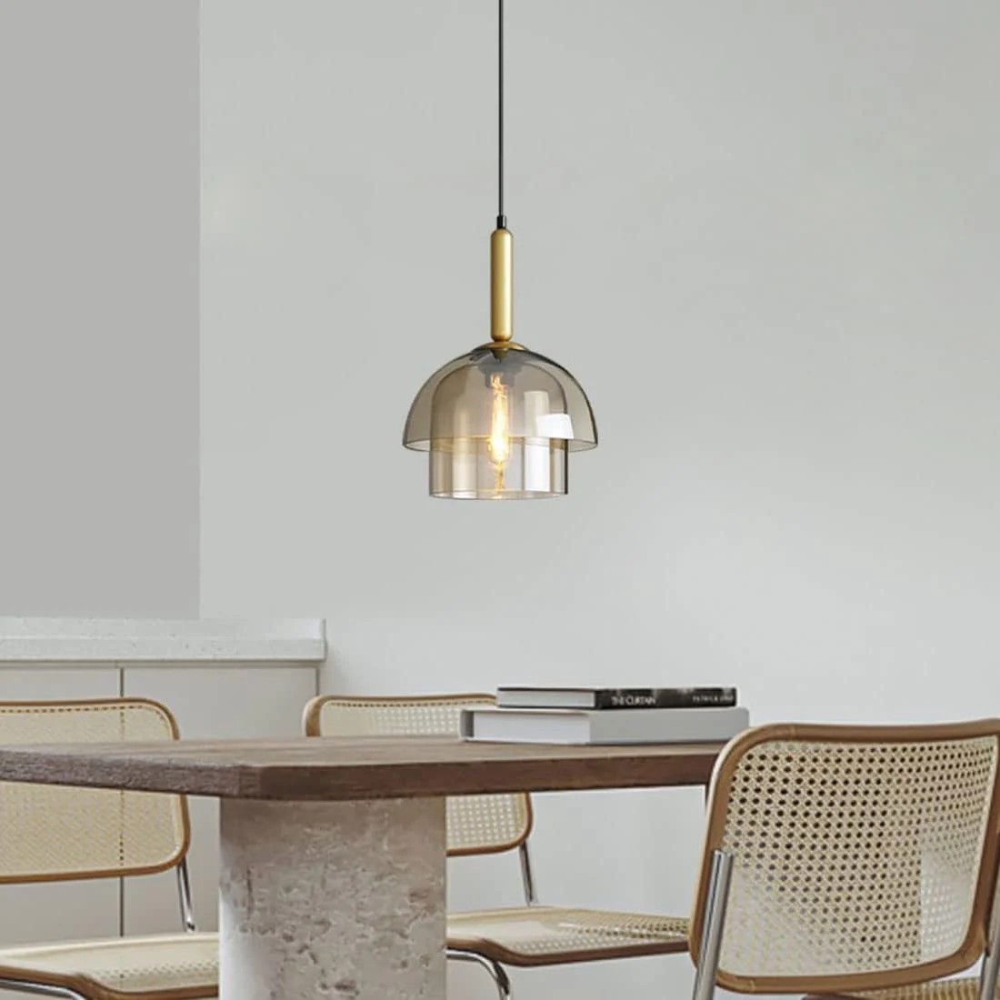 Modern Multi-Layer Glass Dome Hanging Light Fixture - Image 4