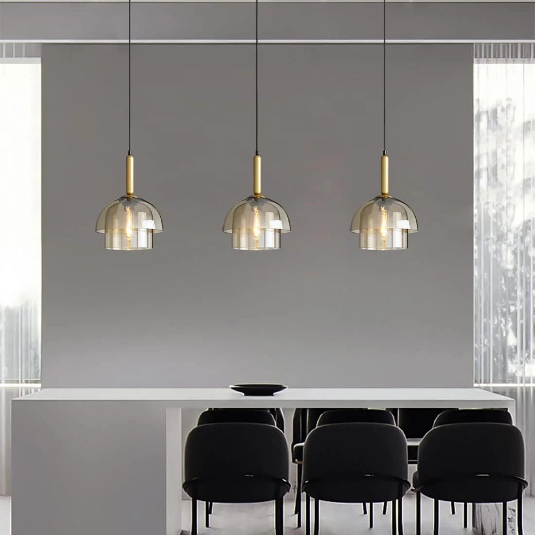 Modern Multi-Layer Glass Dome Hanging Light Fixture - Image 8