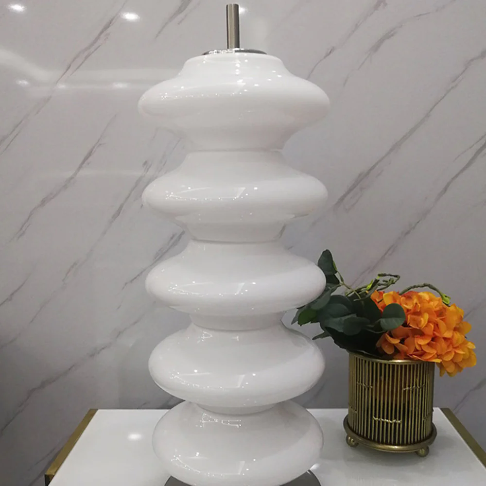 Modern Designer White Glass Art Table Lamp - Image 4