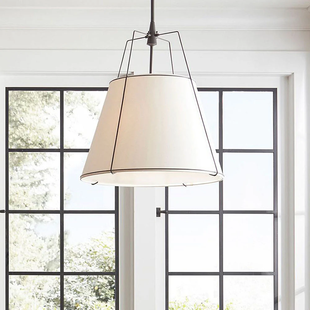 Modern Fabric Conical White Hanging Light - Image 7