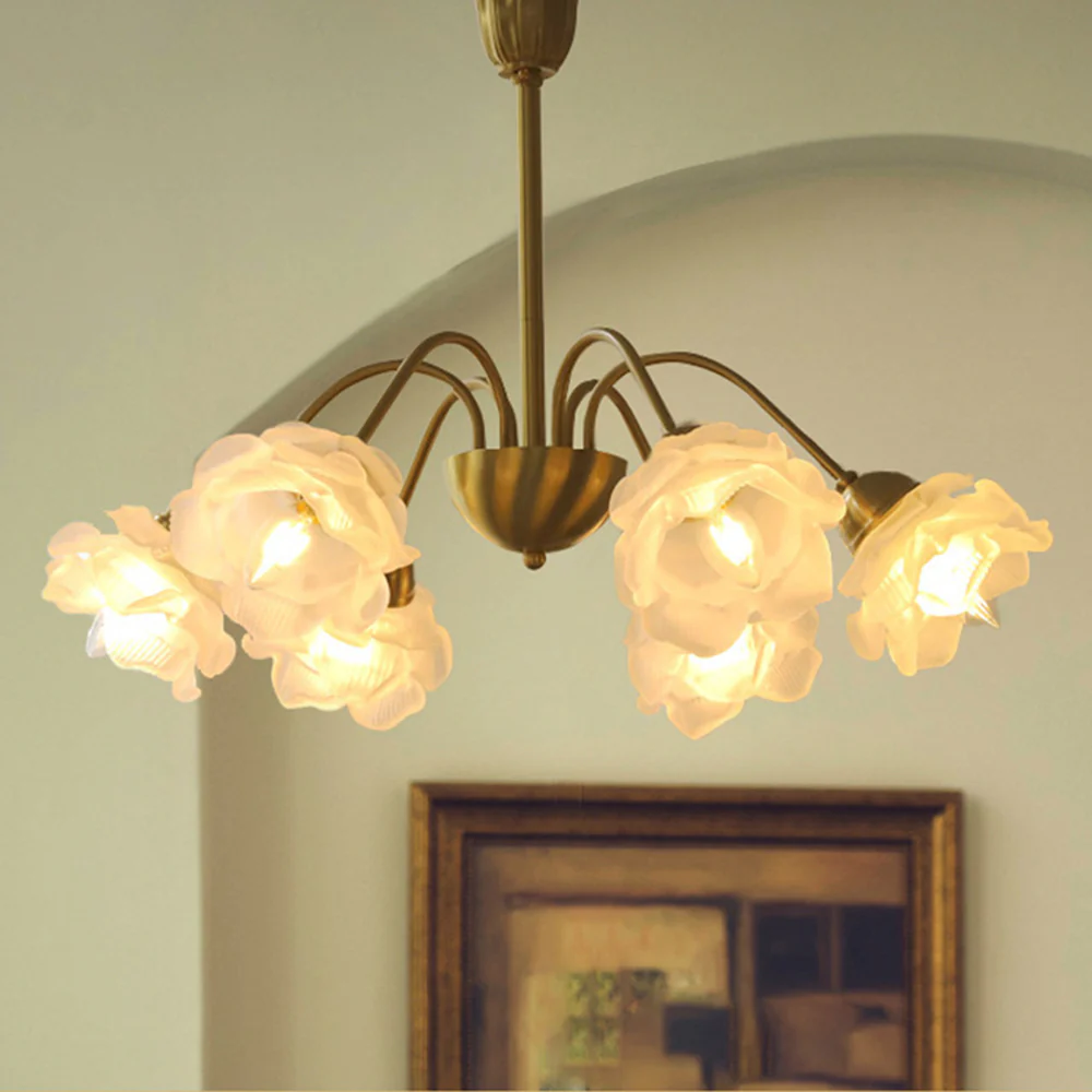 Modern French Retro Copper White Chandelier - Image 5