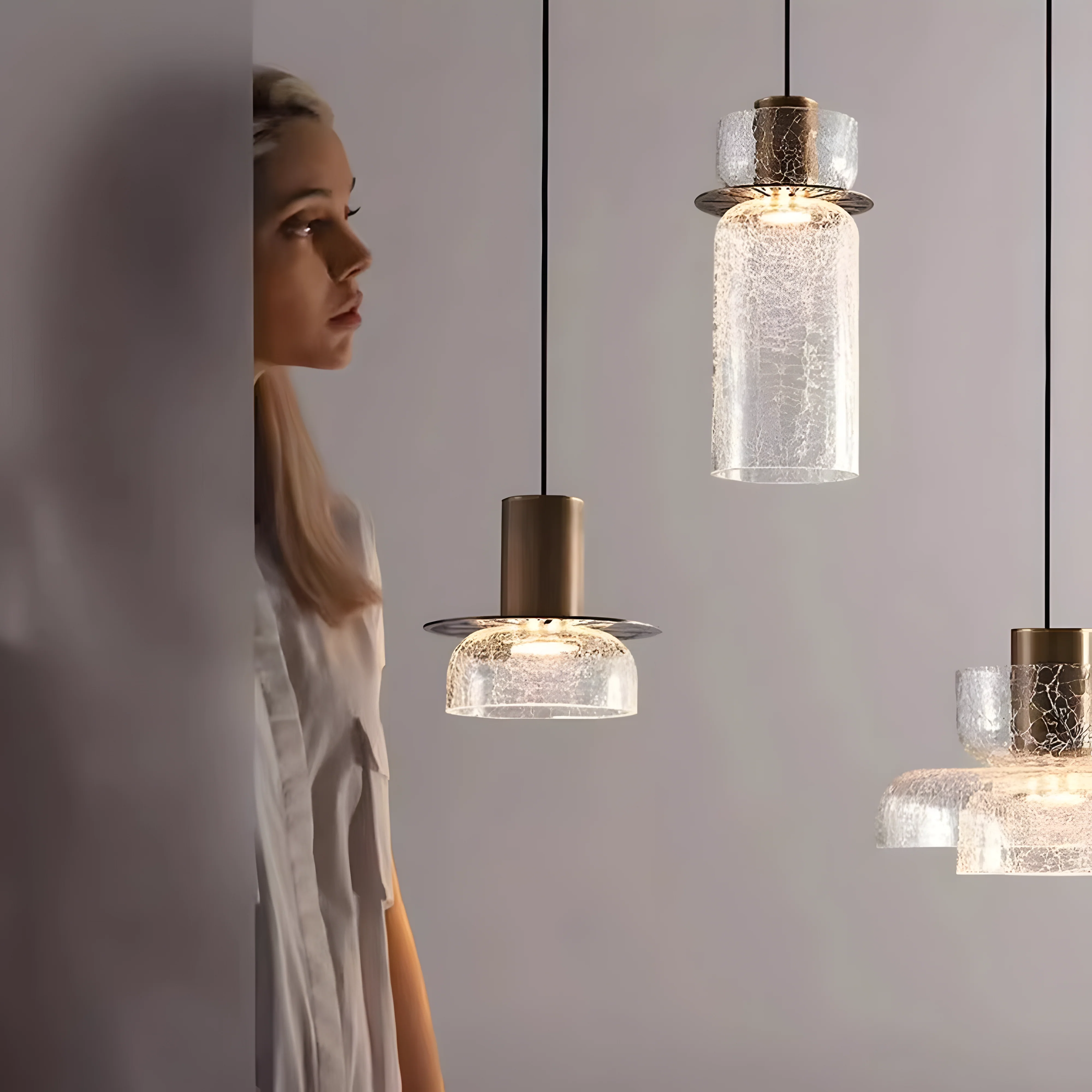 Modern Glass Double Head Pendant Light - Image 3