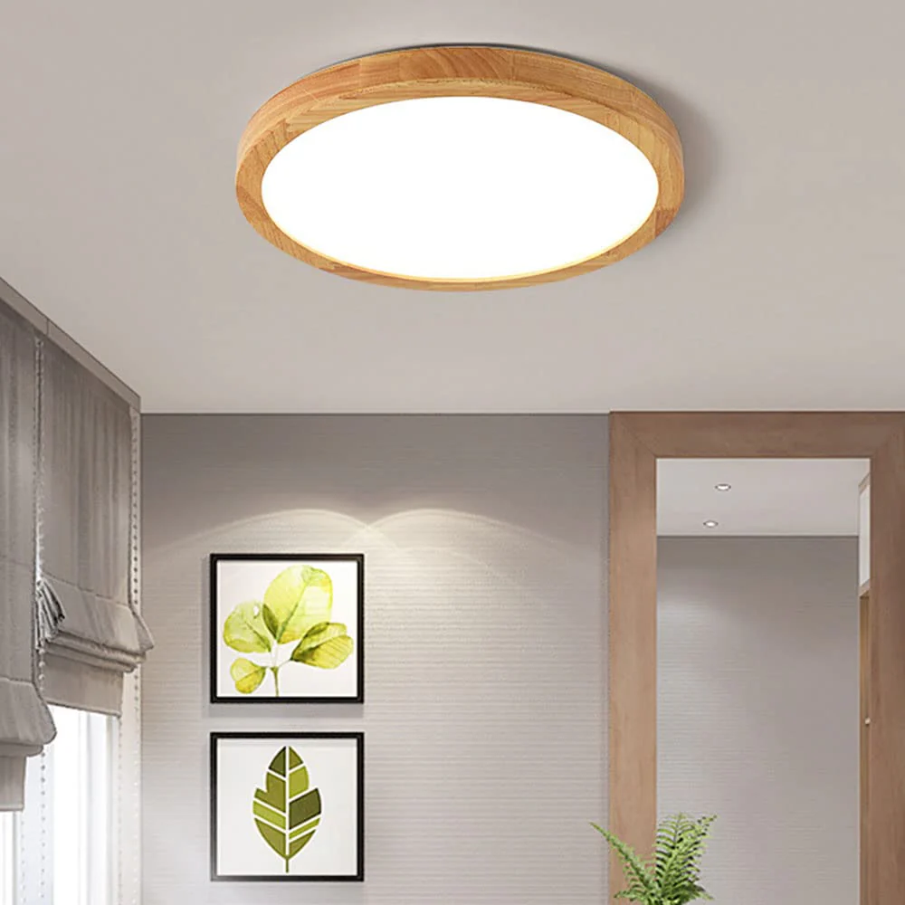 Geometric LED Solid Wood Bedroom Ceiling Light