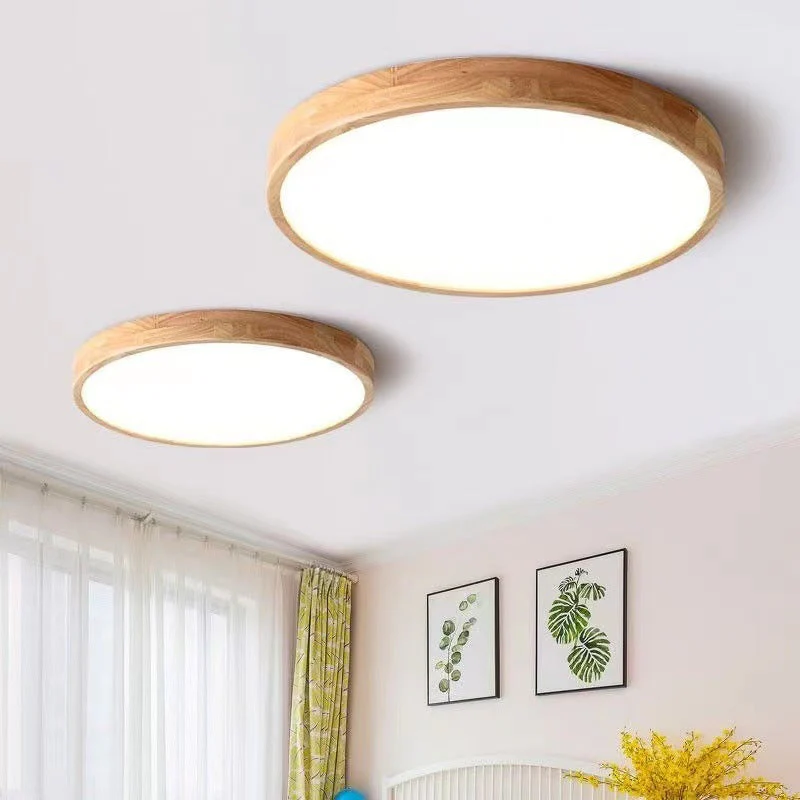 Geometric LED Solid Wood Bedroom Ceiling Light - Image 2