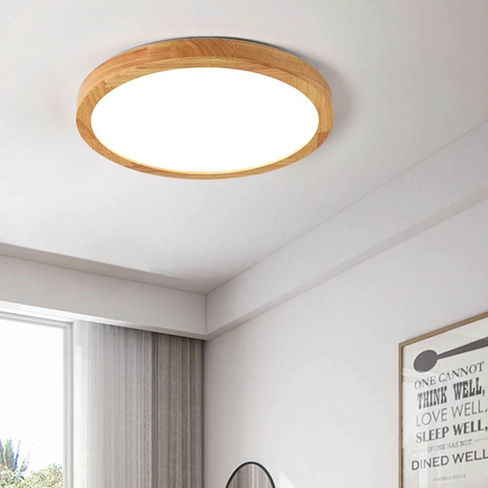 Geometric LED Solid Wood Bedroom Ceiling Light - Image 3
