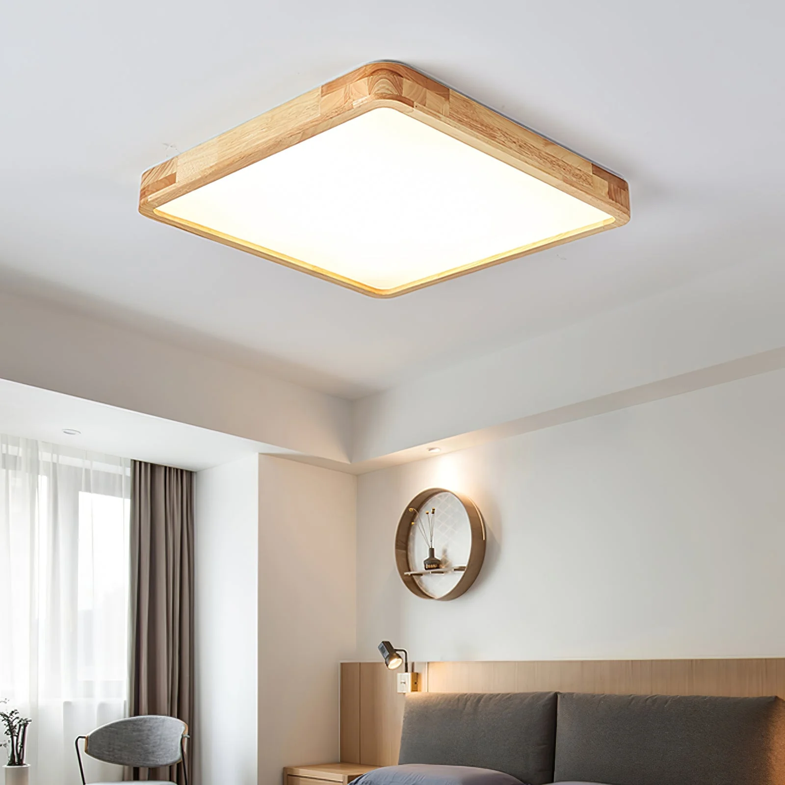 Geometric LED Solid Wood Bedroom Ceiling Light - Image 8