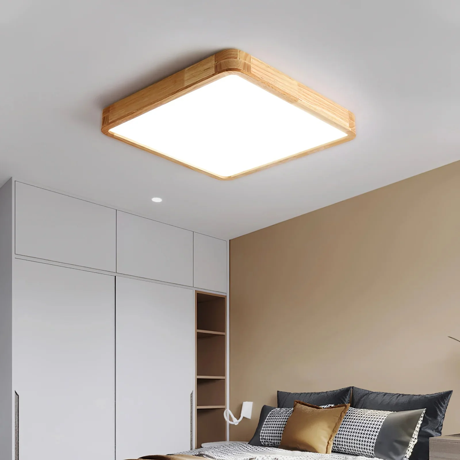 Geometric LED Solid Wood Bedroom Ceiling Light - Image 9