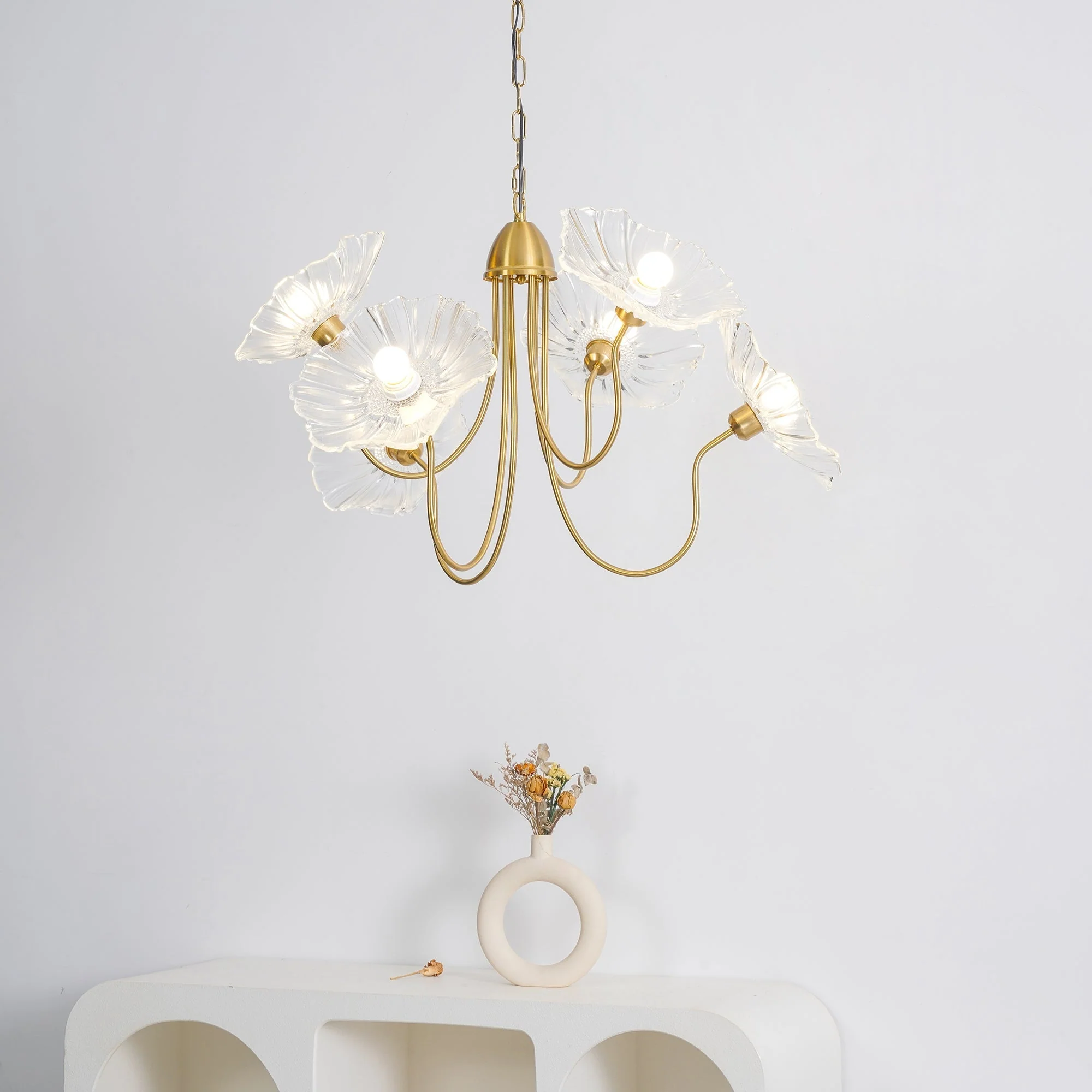 Modern Lotus Leaf Glass Living Room Chandelier - Image 13