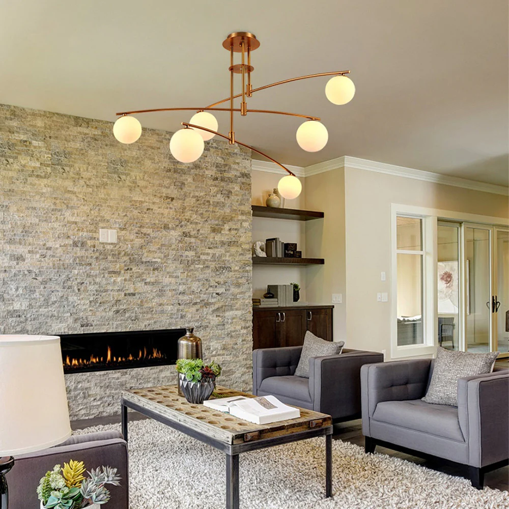 Modern Nordic Glass Ball Semi Flush Chandelier - Image 10