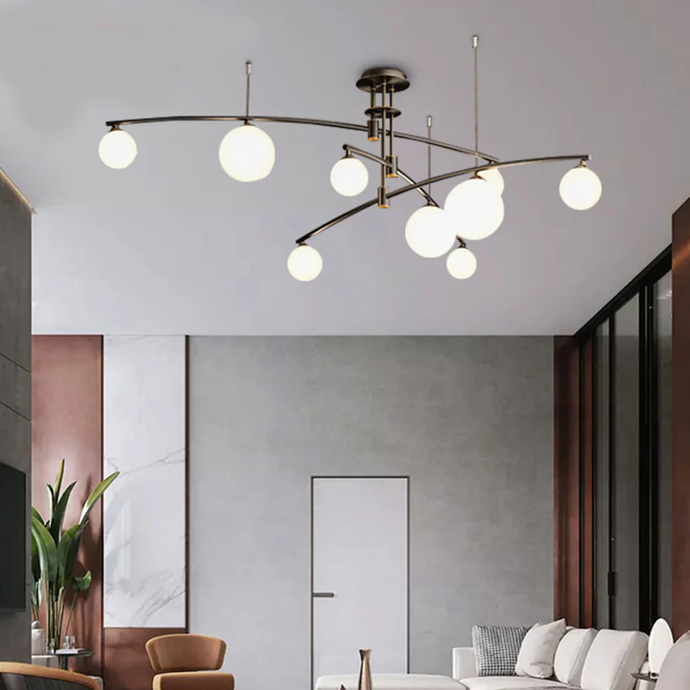 Modern Nordic Glass Ball Semi Flush Chandelier - Image 12