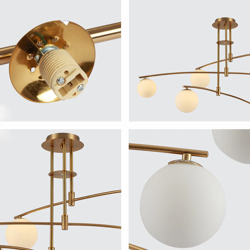 Modern Nordic Glass Ball Semi Flush Chandelier - Image 15
