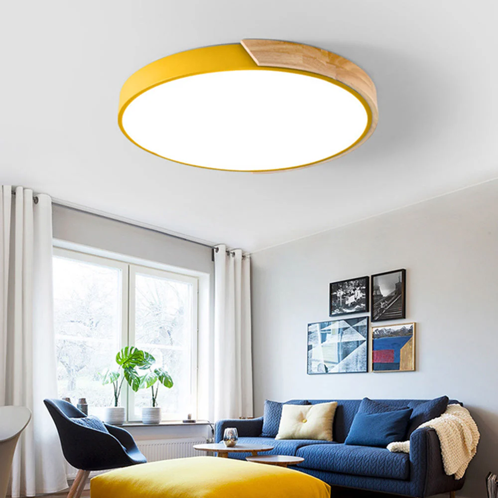 Macaron Round LED Dimmable Wood Ceiling Lamp - Image 13